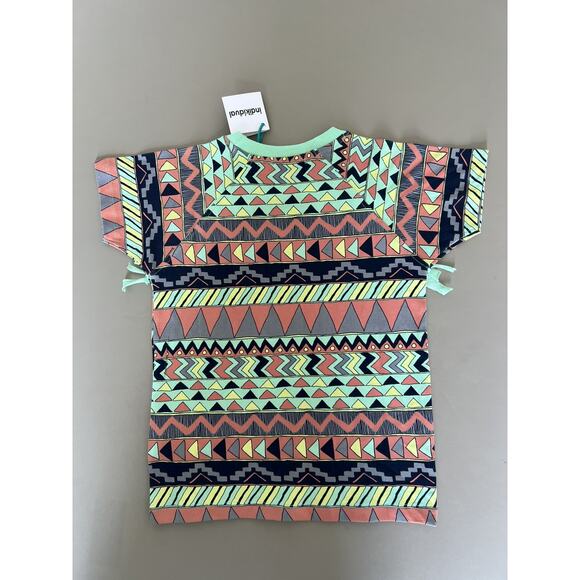 Indikidual Fringe Tee Kids 6/7Y Green Chili Patterned Short Sleeve - Picture 8 of 10
